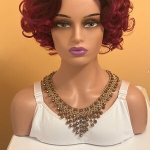 Elegant Gold and Brown Crystal Beaded Statement Necklace